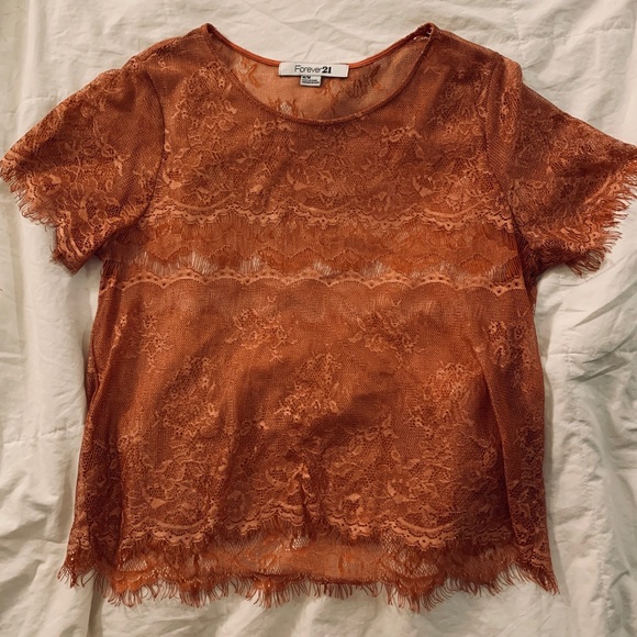 lace burnt-orange top - Picture 1 of 3